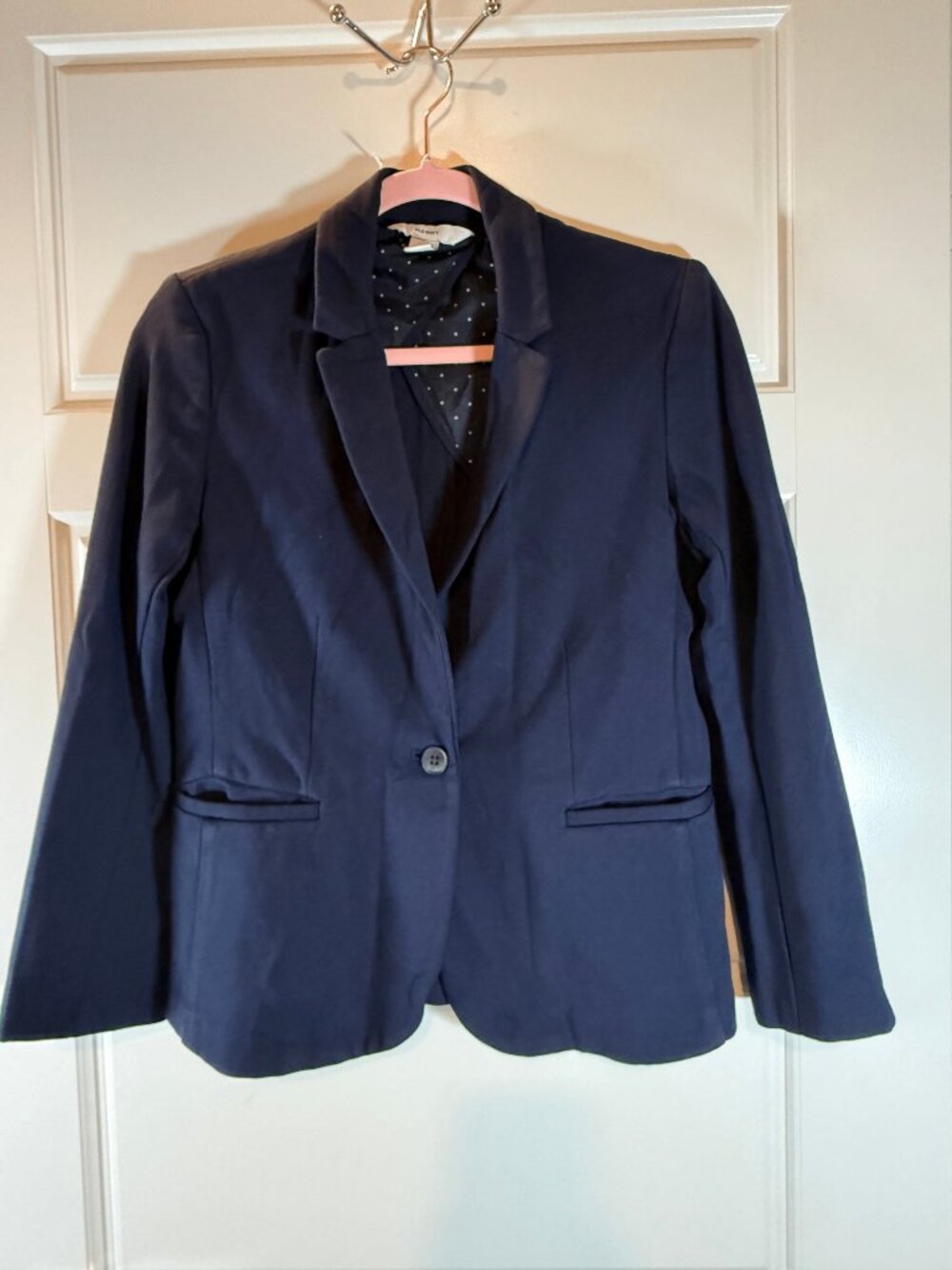 Navy Blazer with Polka Dot Lining Size S